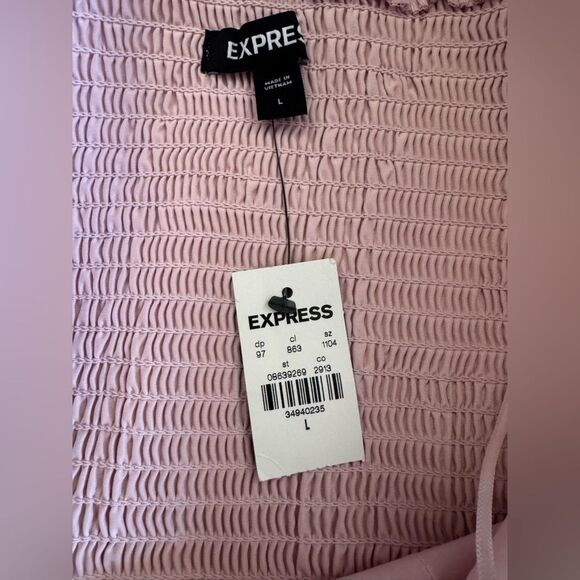 NWT Express Women's Pink Off Shoulder Bow Smock Top Size Large - Picture 4 of 4